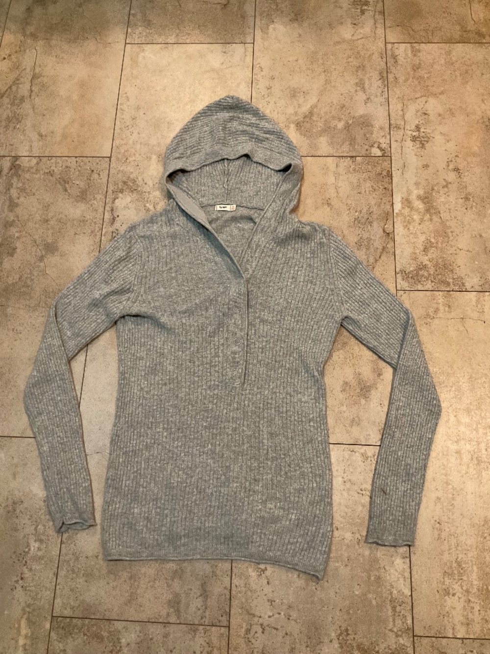Vtg Old Navy Sweater Hoodie Womens Sz XL Gray Angora Blend Pullover